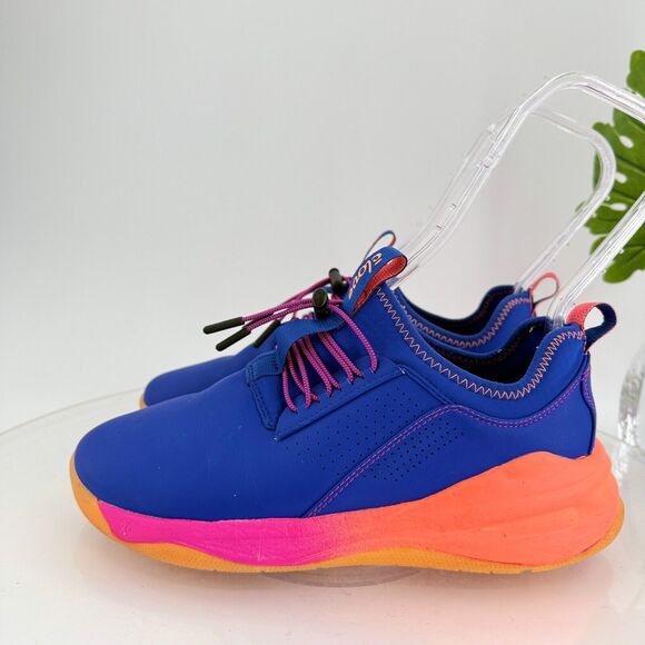 Vibrant Blue and Pink Sneakers with Elastic Lacing - Picture 6 of 14